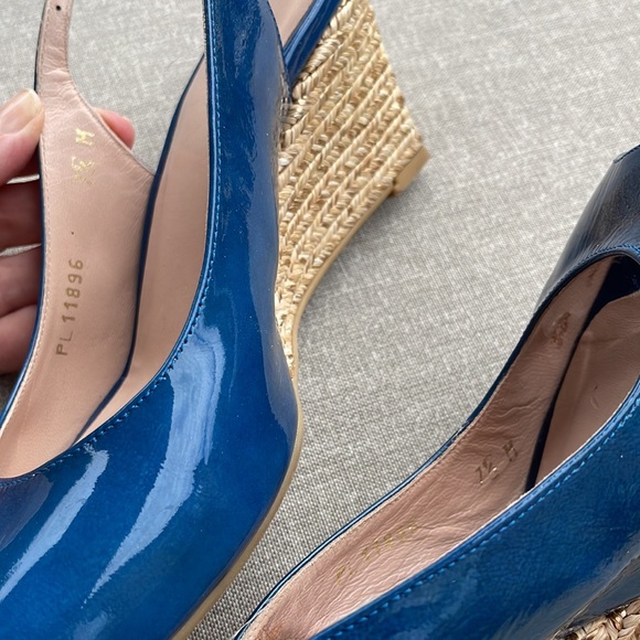 Wedge, Stuart Weitzman, royal blue patent,espadrille heel,worn once,size 7 1/2, - Picture 5 of 6